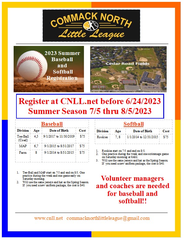 Dec 9  Little League Baseball & Softball Registration OPEN